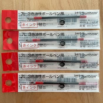 Amazon | セブンライフスタイル 3色ボールペン 替芯 赤 4本